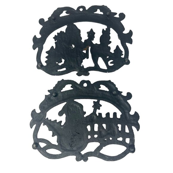 Vintage Cast Iron Christmas Trivets Santa Claus Reindeer Snowman - Picture 2 of 7